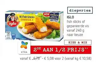 Spar Colruyt Iglo Fish Sticks aanbieding