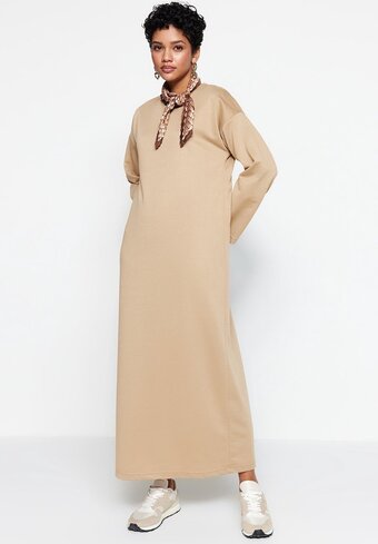 Bol.com Trendyol standaard mouw ronde hals basis jurk aanbieding