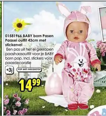 Baby Born Pasen Paasei Outfit 43 Cm Met Stickervel