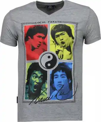 Bol.com Bruce lee ying yang - t-shirt - grijs aanbieding