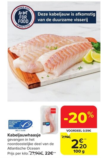Carrefour Market Kabeljauwhaasje 100 g aanbieding
