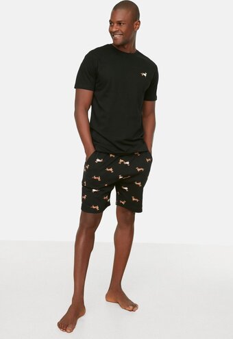 Bol.com Trendyol mannen standaard mouw ronde hals pyjamaset aanbieding