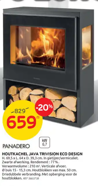 Brico Panadero houtkachel java trivision eco design aanbieding