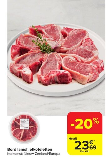 Carrefour Market Bord lamsfiletkoteletten aanbieding