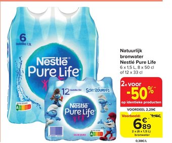 Carrefour Market Natuurlijk bronwater Nestlé Pure Life 2 x (6 x 1,5 L) aanbieding