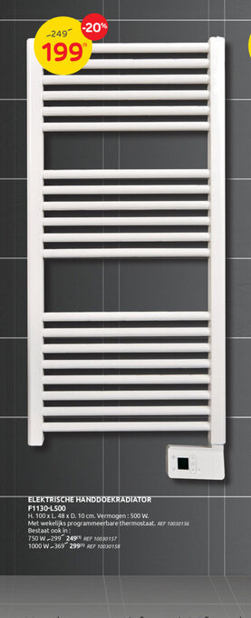 Brico Elektrische handdoekradiator F1130-L500 aanbieding