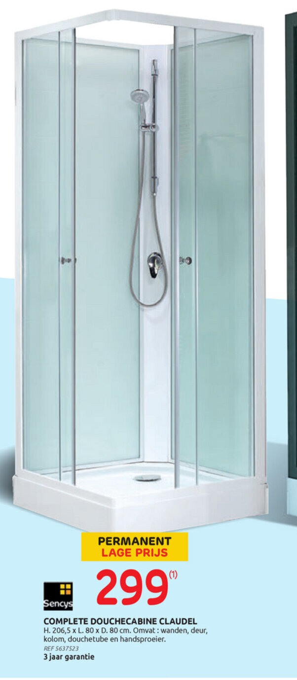 Complete douchecabine claudel promotie bij Brico