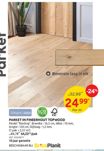 Brico Parket in fineerhout topwood aanbieding