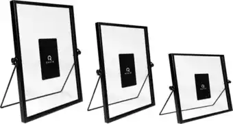 Bol.com Quvio fotolijstjes - rechthoek - set van 3 - fotolijsten - fotokader - fotoalbum - tafeldecoratie - staand - zwart - staal - aanbieding
