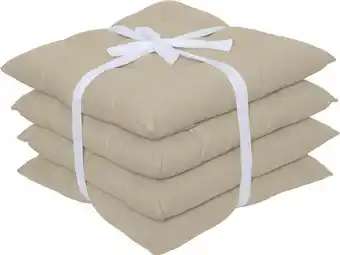 Bol.com Generique - een set van 4 stoelkussen - popy - polykatoen - beige - 38x38x5 cm aanbieding