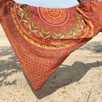 Bol.com Xl groot strandlaken - mandala - rood - dun textiel - strandkleed - ibiza kleed - lindian style aanbieding
