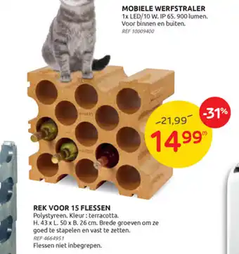 Rek voor 15 flessen 43x50x26 cm