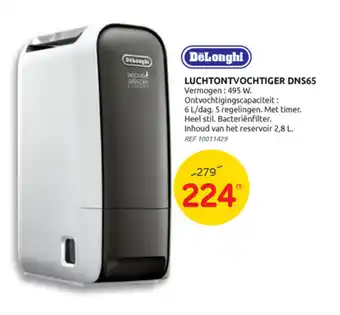 Brico DeLonghi luchtontvochtiger dns65 495w aanbieding