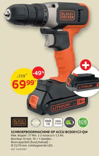 Brico Schroefboormachine op accu BCD001C2-QW aanbieding