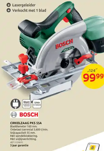 Brico Bosch cirkelzaag PKS 55A 1200 watt aanbieding