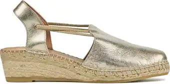 Bol.com Viguera espadrilles dames / damesschoenen - leer - sleehak hoogte 4 cm - 1825 met - goud - maat 39 aanbieding