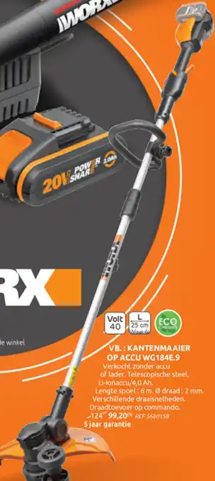 Brico VB. : kantenmaaier op accu WG184E.9 aanbieding