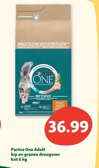 Maxi Zoo Purina one adult kip en granen droogvoer kat 6 kg aanbieding