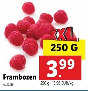 Lidl Frambozen 250g aanbieding