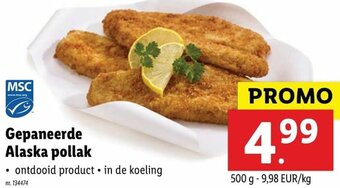 Lidl Gepaneerde Alaska pollak 500g aanbieding