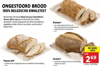 Lidl Ongestoord brood 100% belegische kwaliteit 500g aanbieding