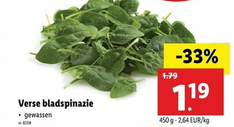 Lidl Verse bladspinazie 450g aanbieding