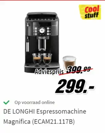 MediaMarkt DE LONGHI Espressomachine Magnifica (ECAM21.117B) aanbieding