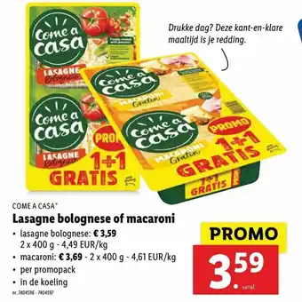 Lidl Lasagne bolognese of macaroni 400g aanbieding