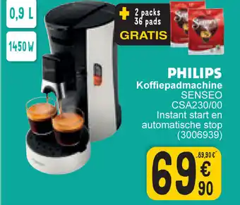 Cora PHILIPS Koffiepadmachine SENSEO CSA230/00 Instant start en automatische stop (3006939) aanbieding