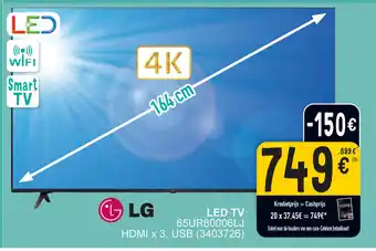 Cora LED TV 65UR80006LJ HDMI x3, USB (3403726) aanbieding