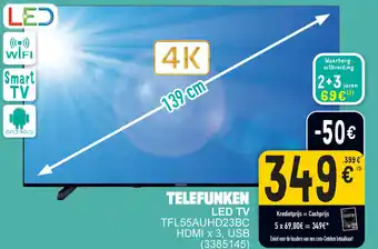 Cora TELEFUNKEN LED TV TFL55AUHD23BC HDMI x 3, USB (3385145) aanbieding