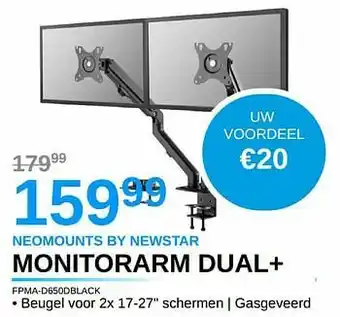 Neomounts by newstar monitorarm dual+ fpma-d650dblack