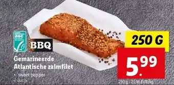 Lidl Gemarineerde atlantische zalmfilet 250g aanbieding
