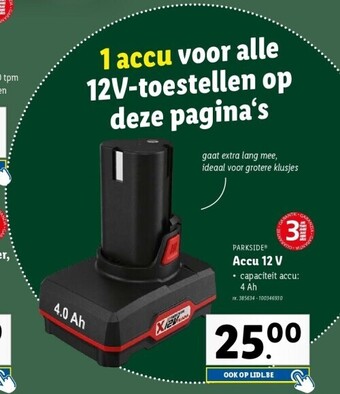Lidl PARKSIDEⓇ Accu 12 v aanbieding