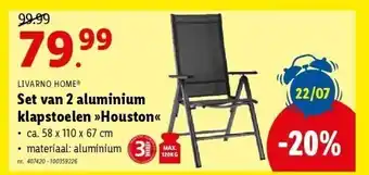 LIVARNO HOMEⓇ Set van 2 aluminium klapstoelen houston