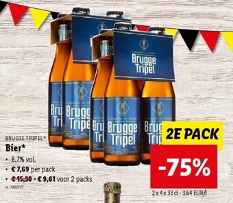 Lidl BRUGSE TRIPEL® Bier* 2 x 4 x 33cl aanbieding