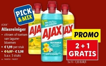 Lidl AJAX* Allesreiniger 3 x 1L aanbieding