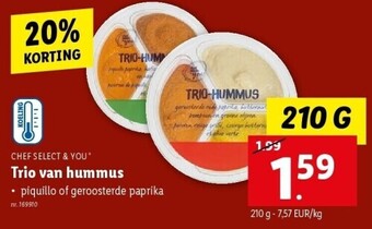 Lidl CHEF SELECT & YOU' Trio van hummus 210g aanbieding