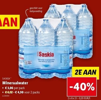 Lidl Saskia Mineraalwater 2 x 6 x 2L aanbieding