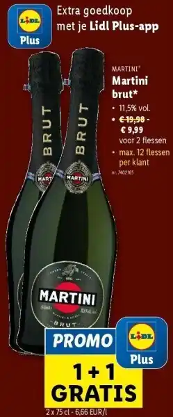 Lidl Martini brut 2 x 75cl aanbieding