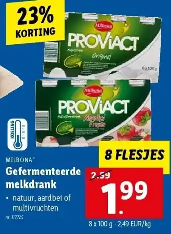 Lidl MILBONA' Gefermenteerde melkdrank 8 x 100g aanbieding