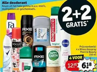 Kruidvat Nivea deospray pearl + beauty aanbieding