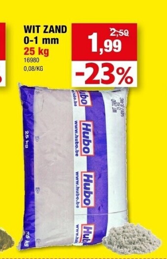 Hubo Wit zand 0-1 mm 25 kg aanbieding