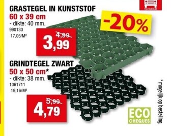 Hubo Grastegel in kunststof 60 x 39 cm aanbieding