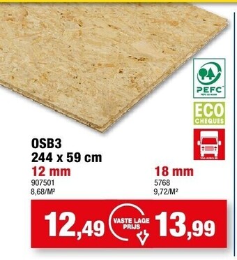 Hubo Osb3 244 x 59 cm 12 mm aanbieding