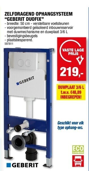 Hubo Zelfdragend ophangsysteem “geberit duofix” aanbieding