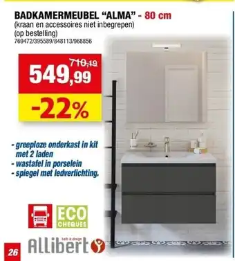 Hubo Badkamermeubel “alma” - 80 cm aanbieding