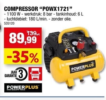 Hubo Compressor “powx1721” aanbieding