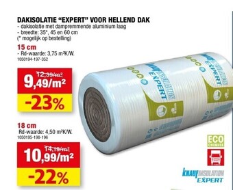 Hubo Dakisolatie “expert” voor hellend dak aanbieding