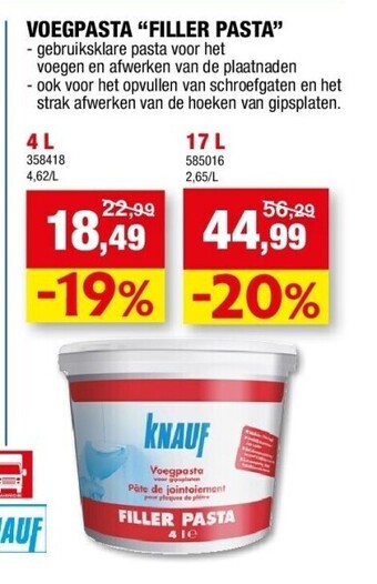 Hubo Voegpasta “filler pasta” 4 l aanbieding